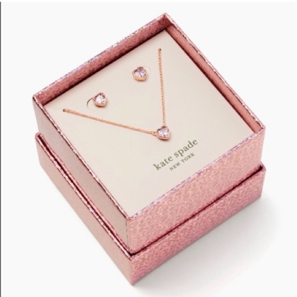 KATE SPADE Romantic Heart Necklace & Earrings Set. - Picture 3 of 4